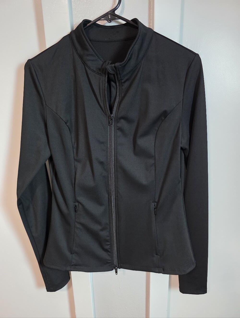 Women’s Full Zip Slim Fit Active Workout Jacket with Pleated Back Detail